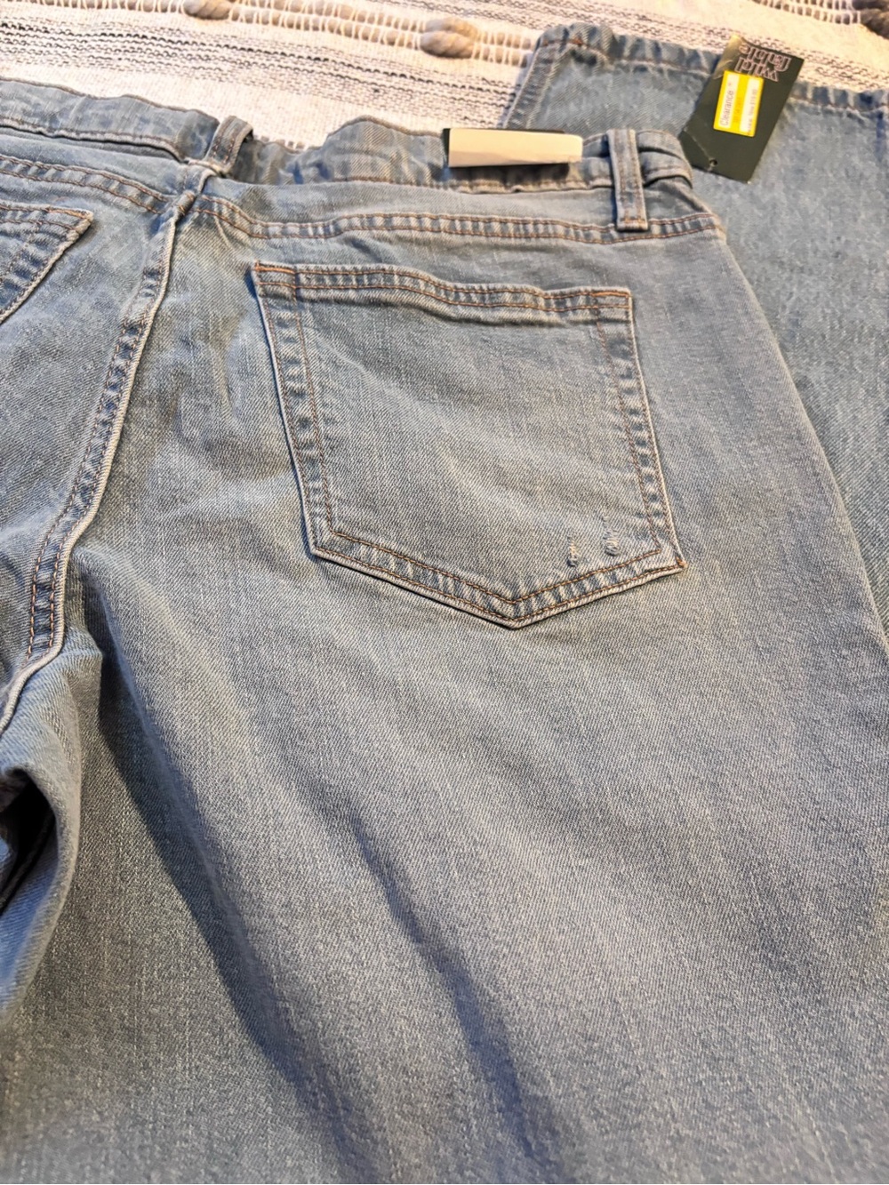 Women’s Distressed Blue Jeans - Mid-Rise Straight - Picture 11 of 13